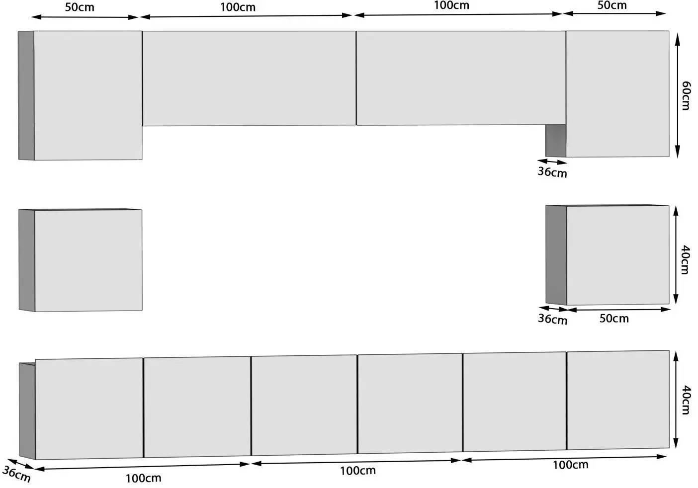 Гостиная Belini Imperium IMP 3/5/W/WDW/0/0 3.0m (White High Gloss/Wotan Oak)