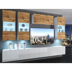 Гостиная Belini Imperium IMP 5/5/W/DWW/0/0 3.0m (Wotan Oak/White High Gloss) Thumb