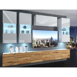 Гостиная Belini Imperium IMP 5/5/W/WDW/0/0 3.0m (Wotan Oak/White High Gloss) Thumb