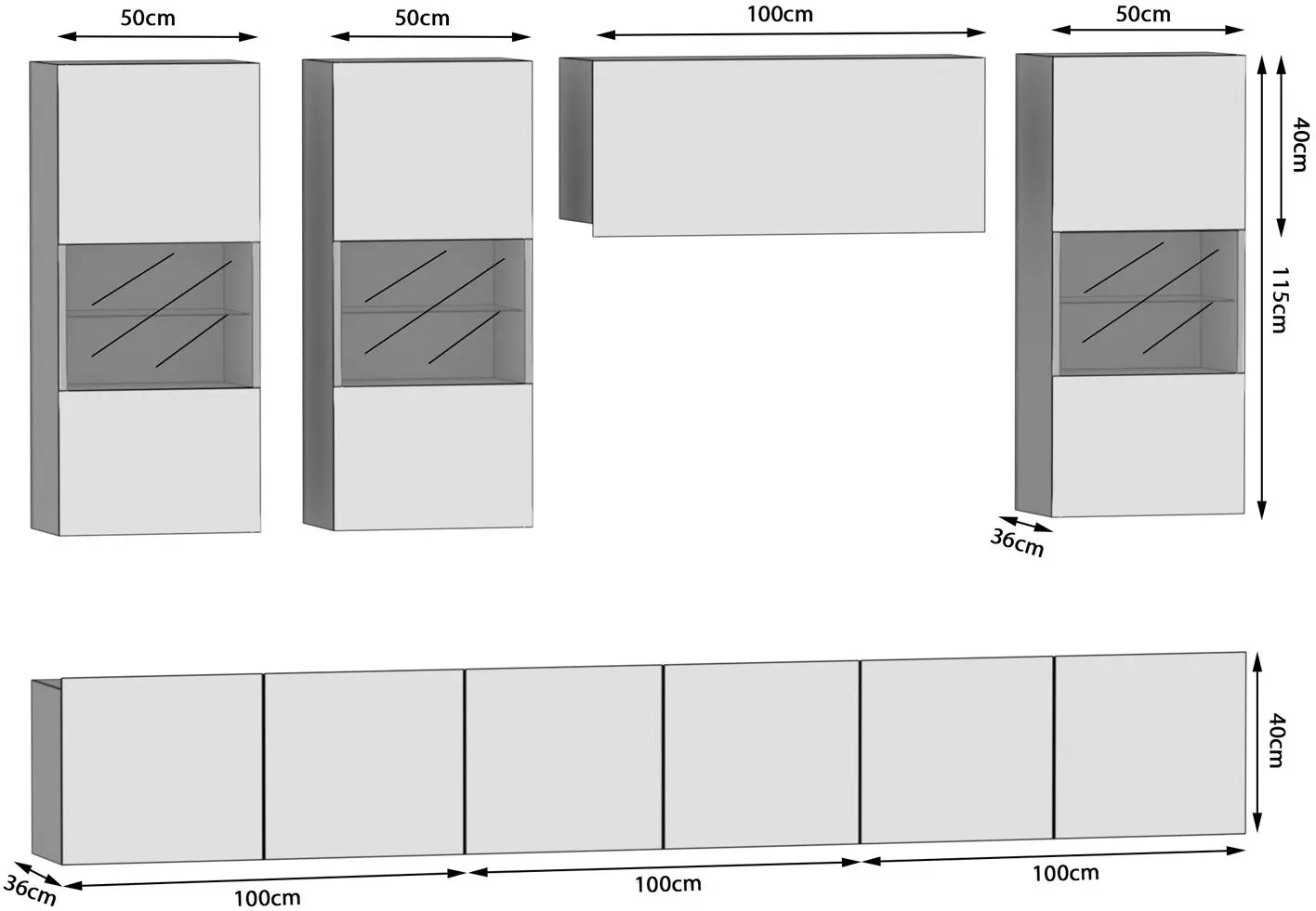 Living Belini Imperium IMP 5/5/W/W/0/0 3.0m (White High Gloss)