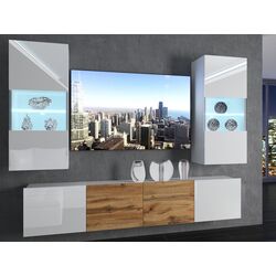 Гостиная Belini Imperium IMP 7/5/W/WWDW/0/0 2.0m (White High Gloss/Wotan Oak) Thumb