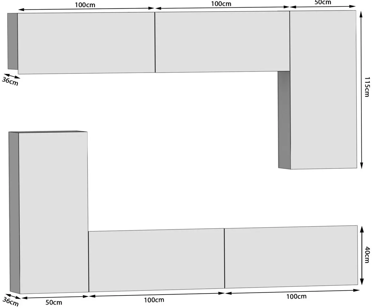 Living Belini Imperium IMP 8/5/W/WDWDWW/0/0 2.5m (White High Gloss/Wotan Oak)