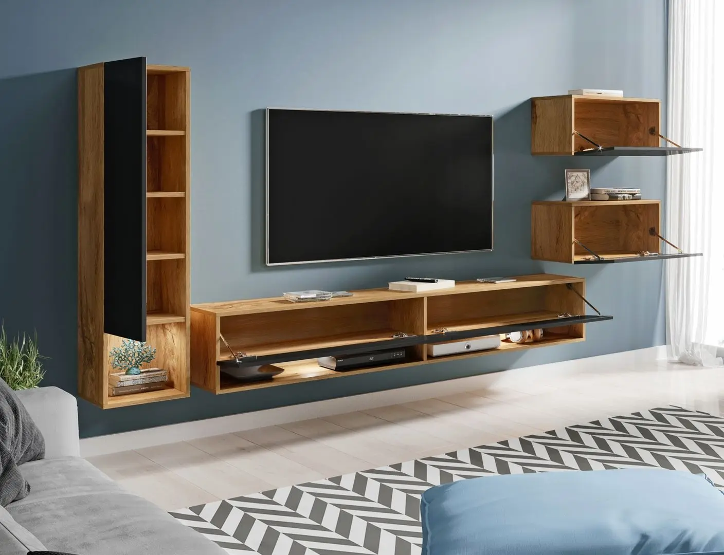 Living Bratex Amadeo (Wotan Oak/Black Gloss)