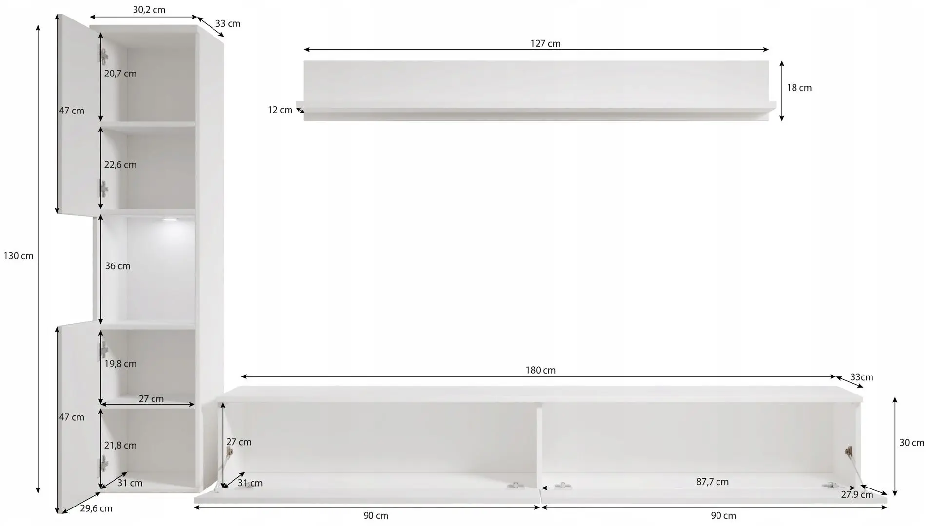 Living Bratex Paris (White/White Gloss)