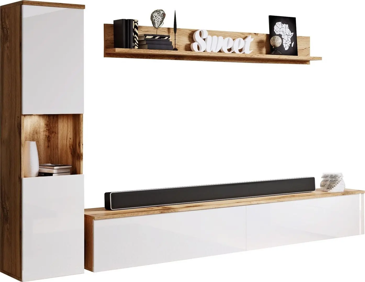 Living Bratex Paris (Wotan Oak/White Gloss)