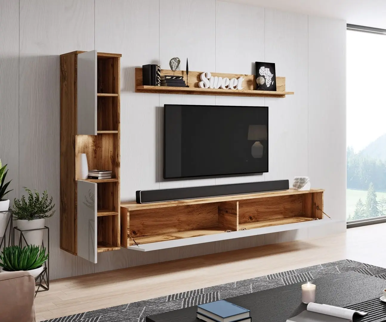 Living Bratex Paris (Wotan Oak/White Gloss)