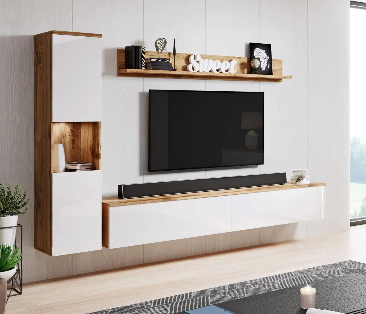 Living Bratex Paris (Wotan Oak/White Gloss)