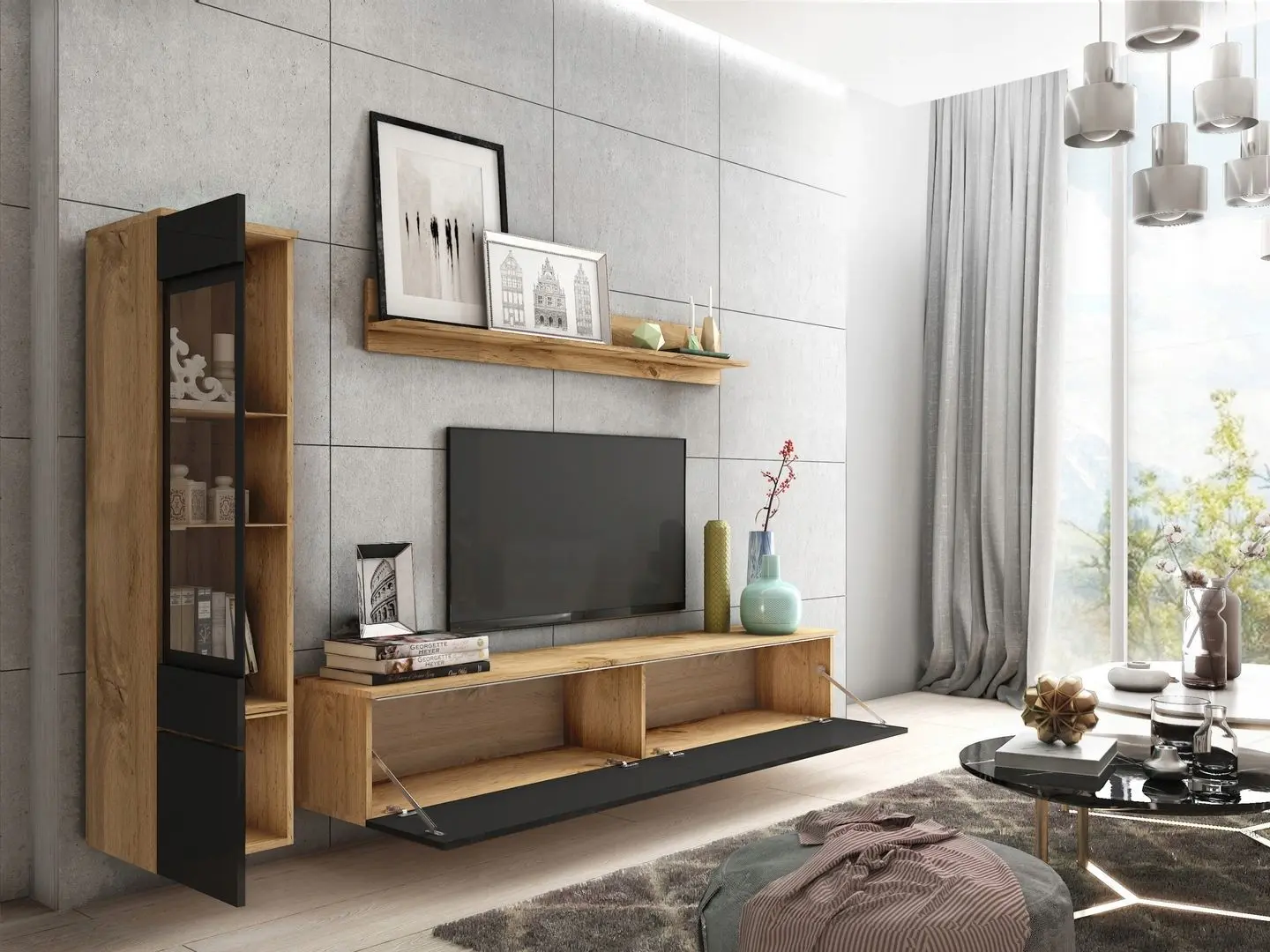 Living Bratex Vera I (Wotan Oak/Black Gloss)