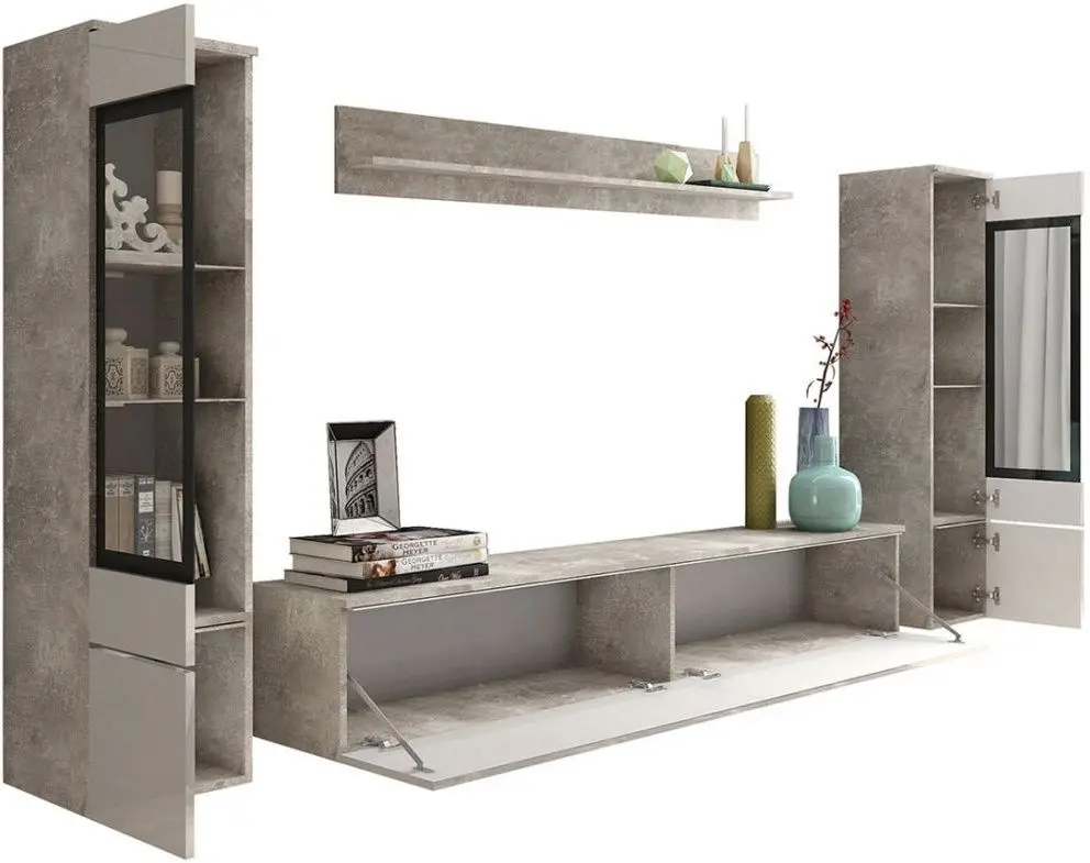 Гостиная Bratex Vera II (Concrete/White Gloss)