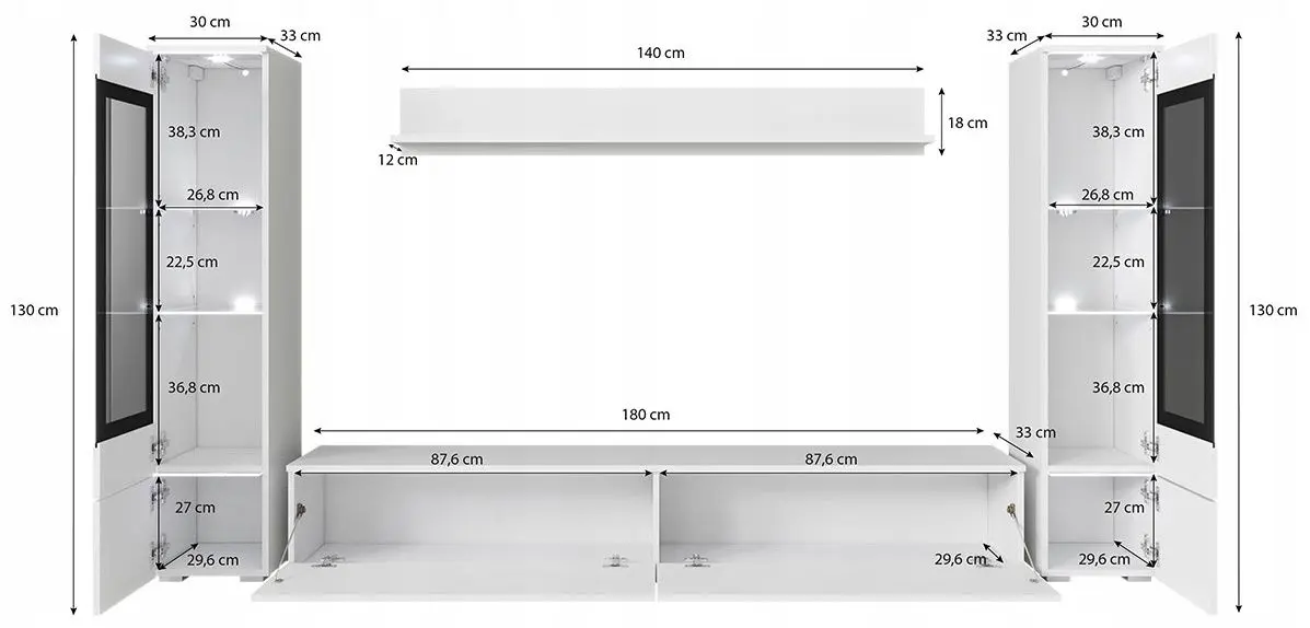 Гостиная Bratex Vera II (Concrete/White Gloss)