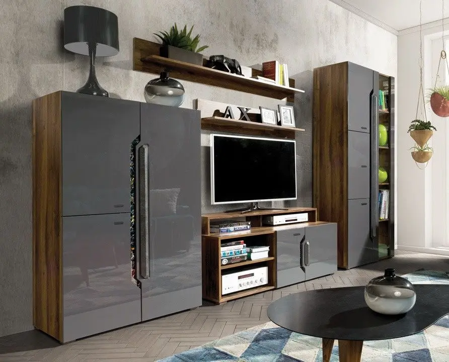 Гостиная Fadome Davos A (Dark Walnut/Gray Gloss)