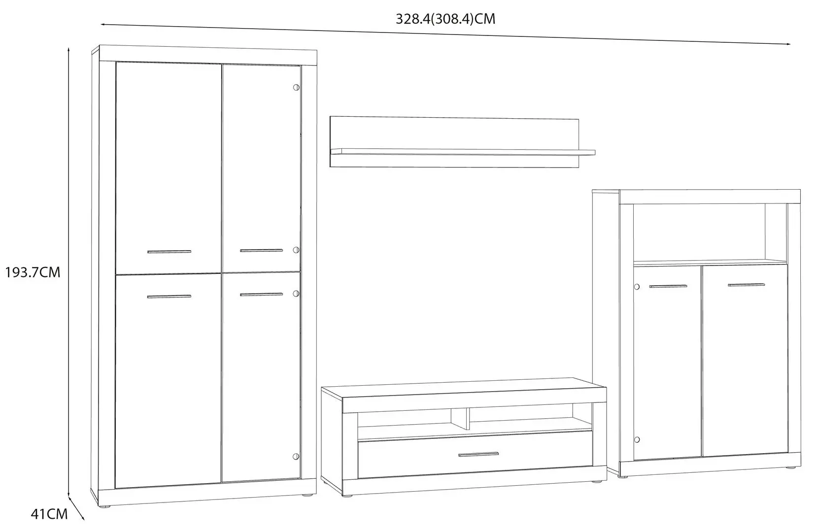 Living Fortuna Finley 328.4x193.7x41 (Concrete/White) - 9