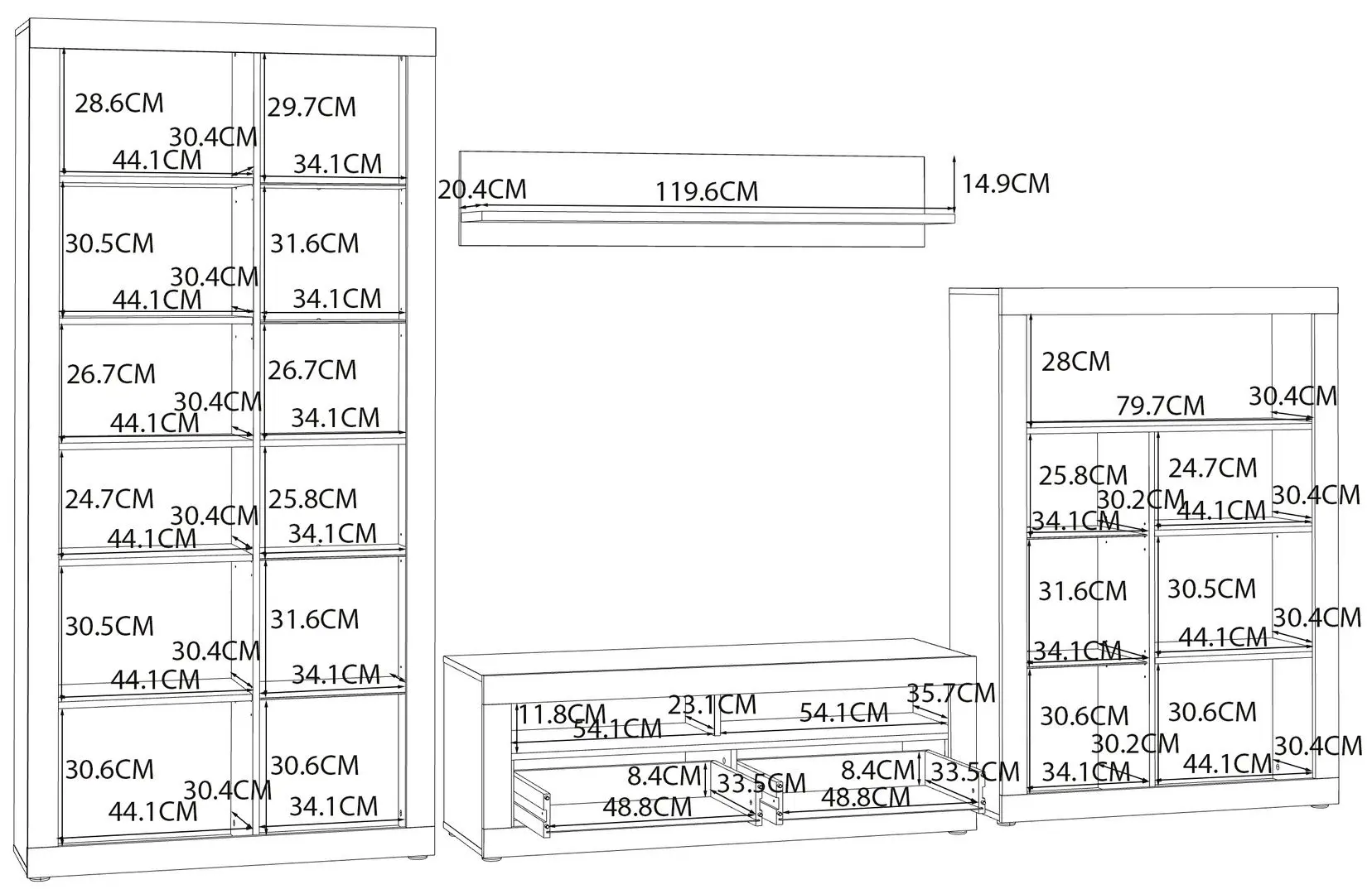 Living Fortuna Finley 328.4x193.7x41 (Concrete/White) - 8