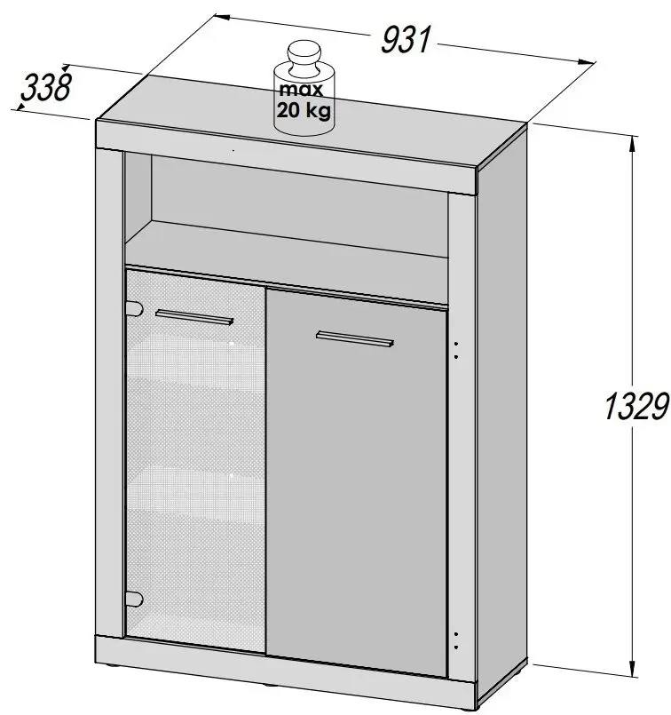 Living Fortuna Finley 328.4x193.7x41 (Concrete/White) - 6