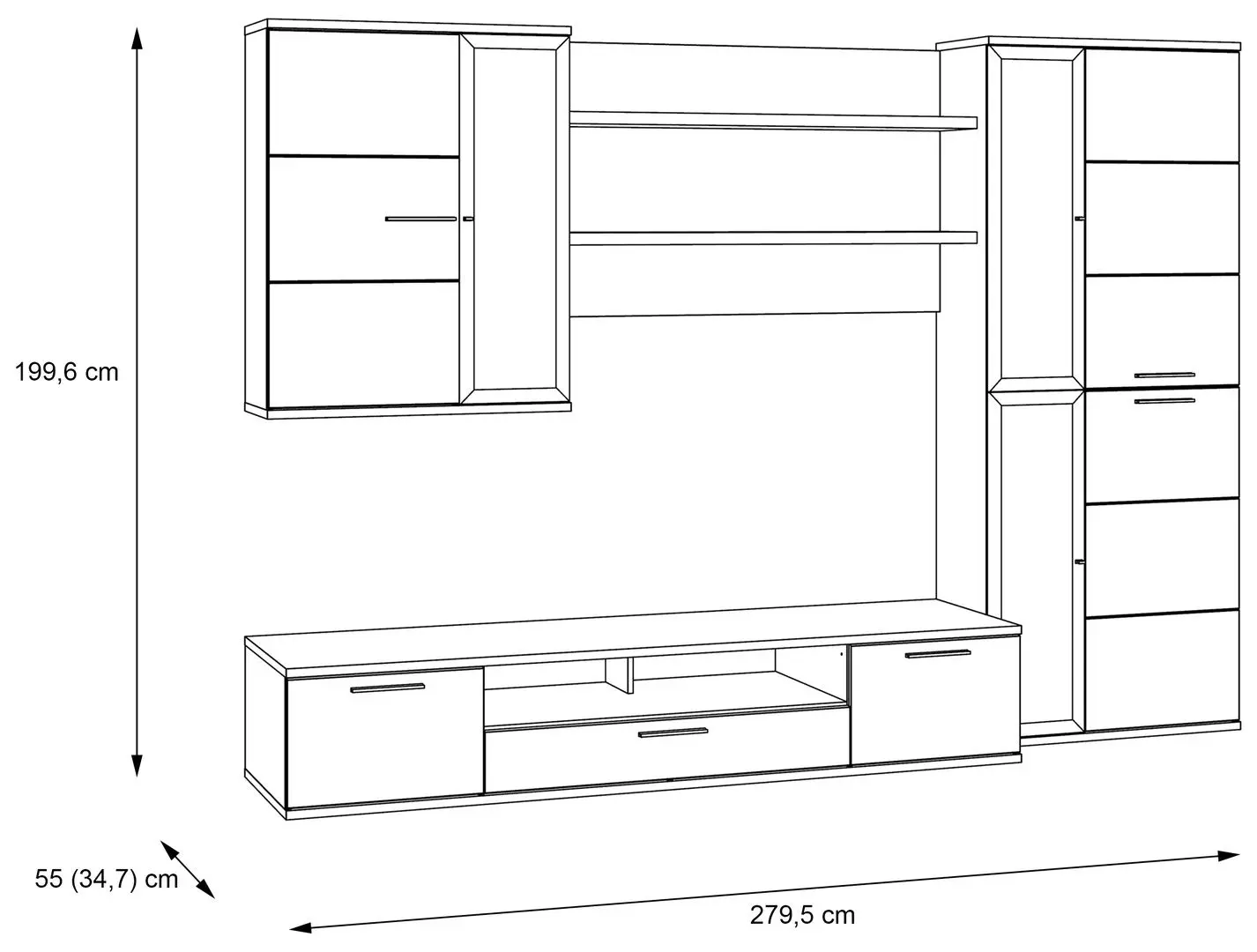 Living Fortuna Larisa 279.5x199.6x55 (Concrete/Dark Grey/White) - 2