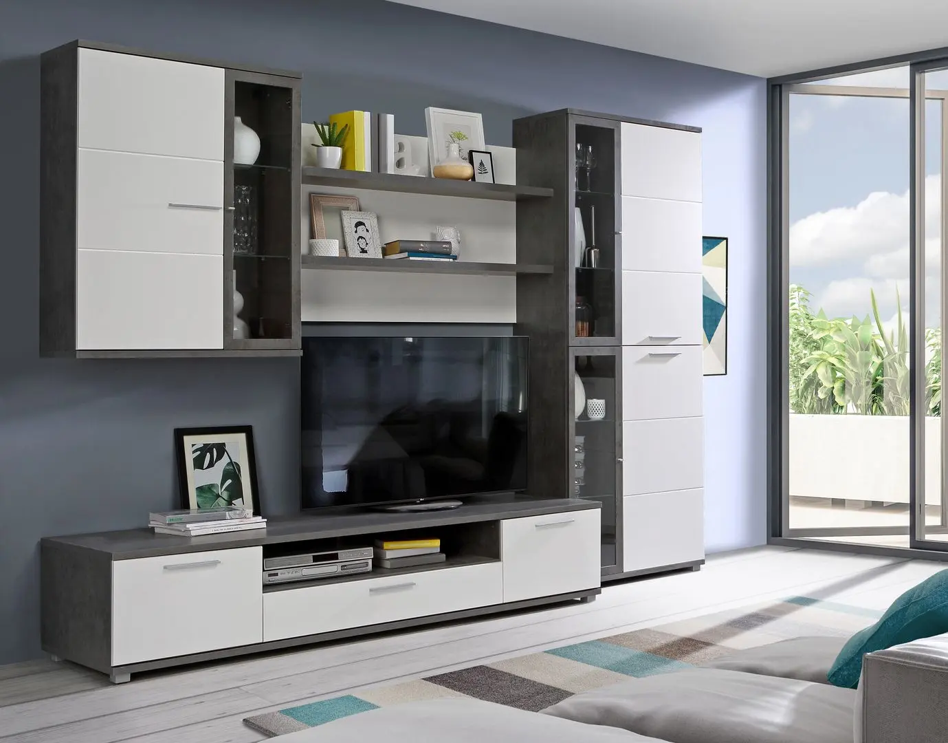 Living Fortuna Larisa 279.5x199.6x55 (Concrete/Dark Grey/White)