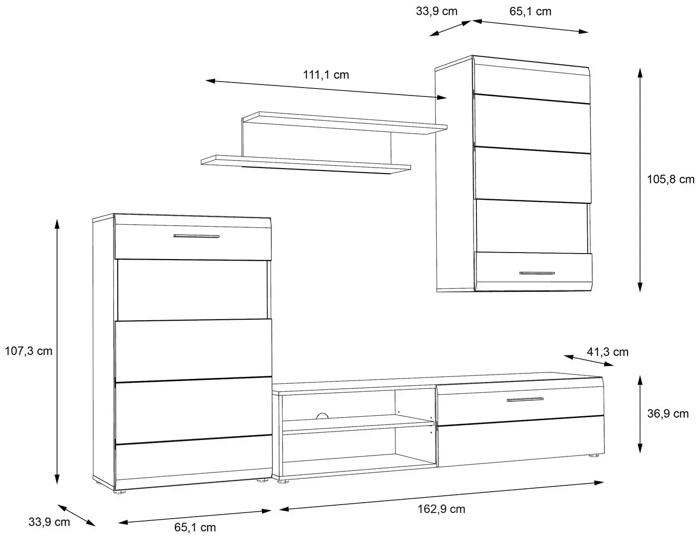 Living Fortuna Murphy 228.2x184x41.3 (Artisan Oak/Dark Concrete)