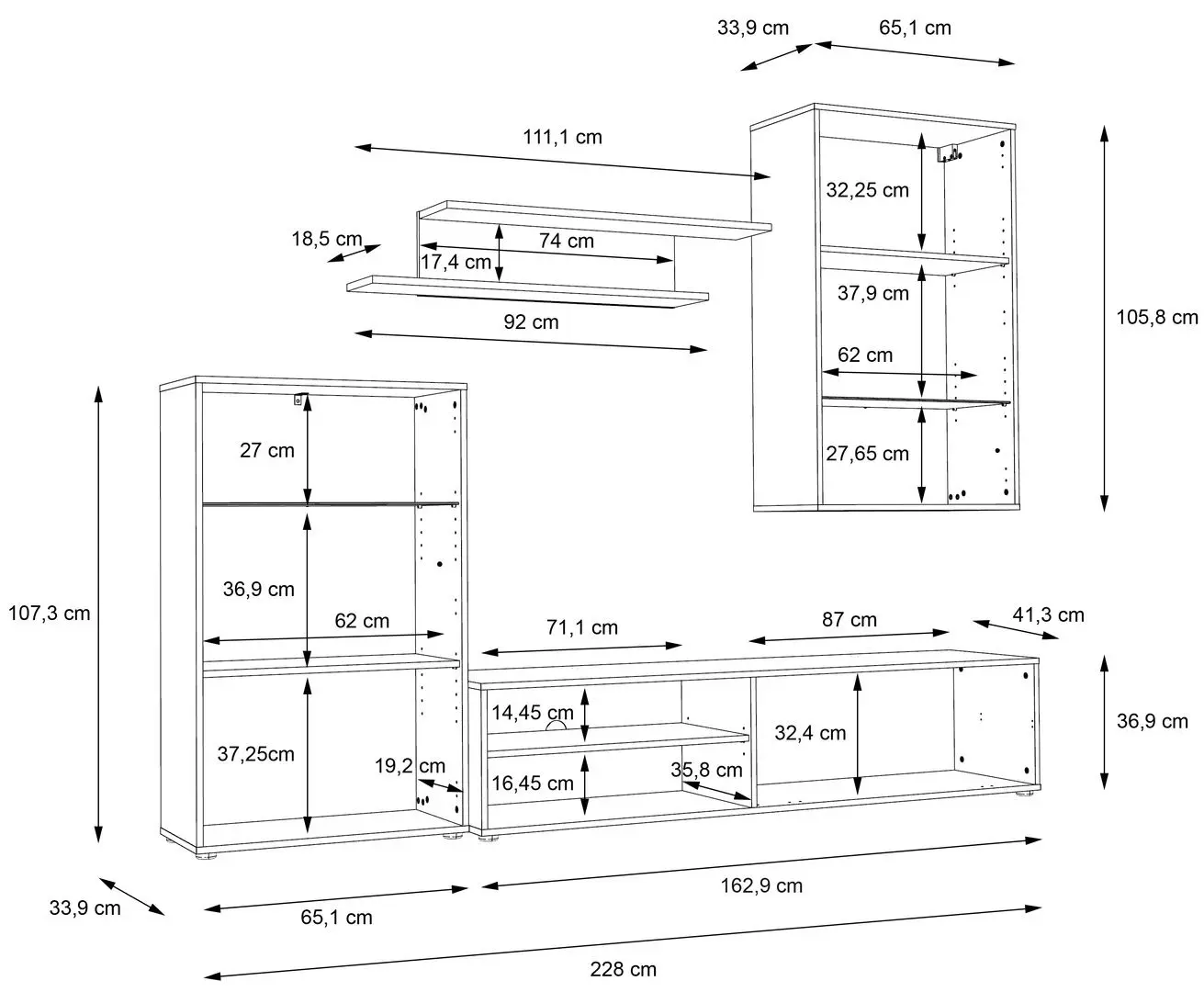Living Fortuna Murphy 228.2x184x41.3 (Artisan Oak/Dark Concrete)