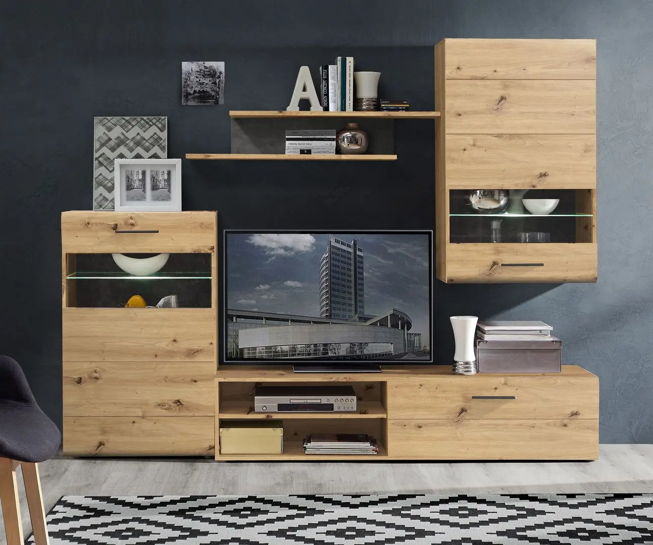 Living Fortuna Murphy 228.2x184x41.3 (Artisan Oak/Dark Concrete)