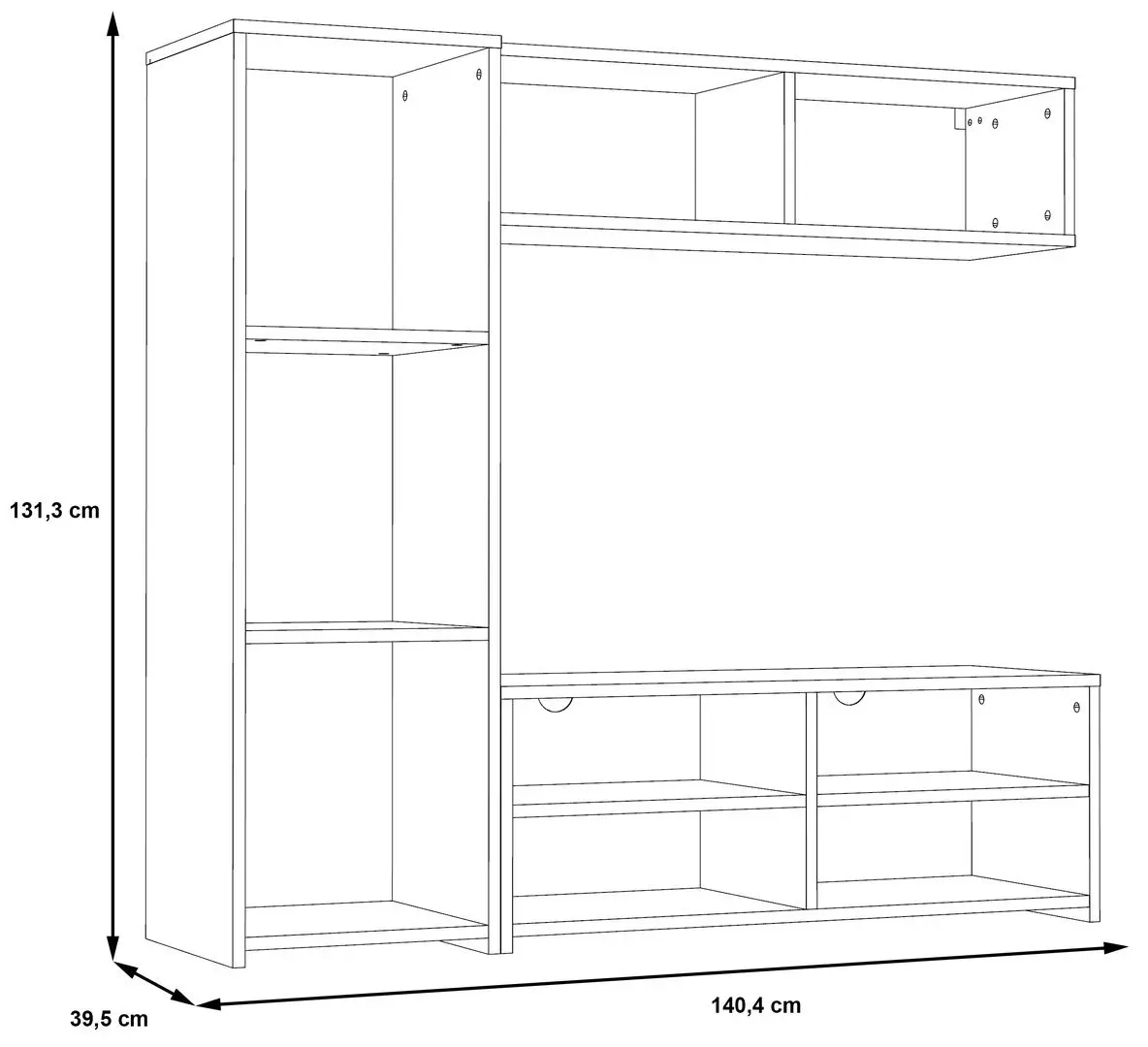 Living Fortuna Paola 140.3x131.3x39.6 (White/Sonoma Oak) - 2