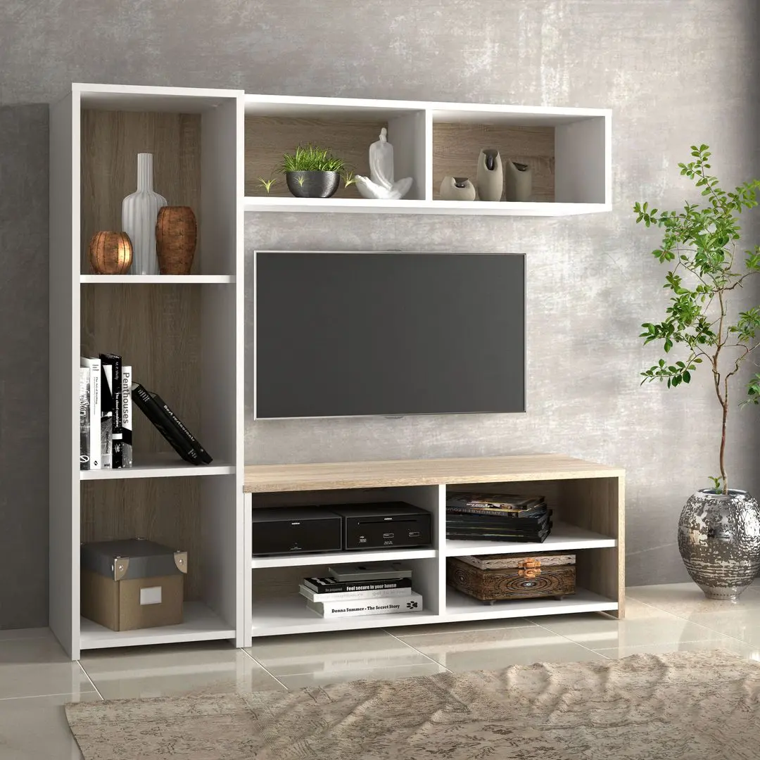 Living Fortuna Paola 140.3x131.3x39.6 (White/Sonoma Oak)