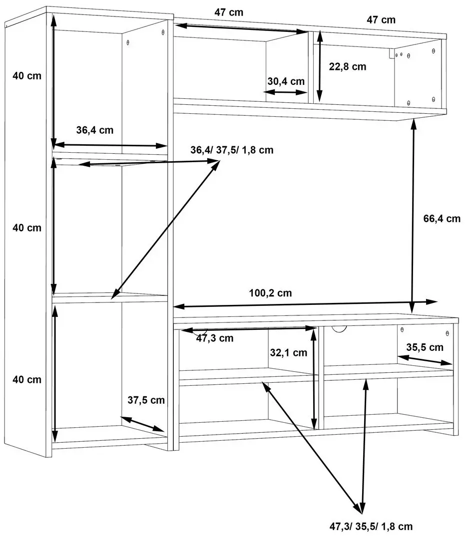 Living Fortuna Paola 140.3x131.3x39.6 (White/Concrete) - 3