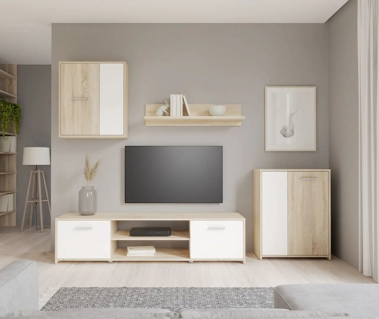 Living Fortuna Pascal 219.8x170x42 (Sonoma Oak/White Matt)