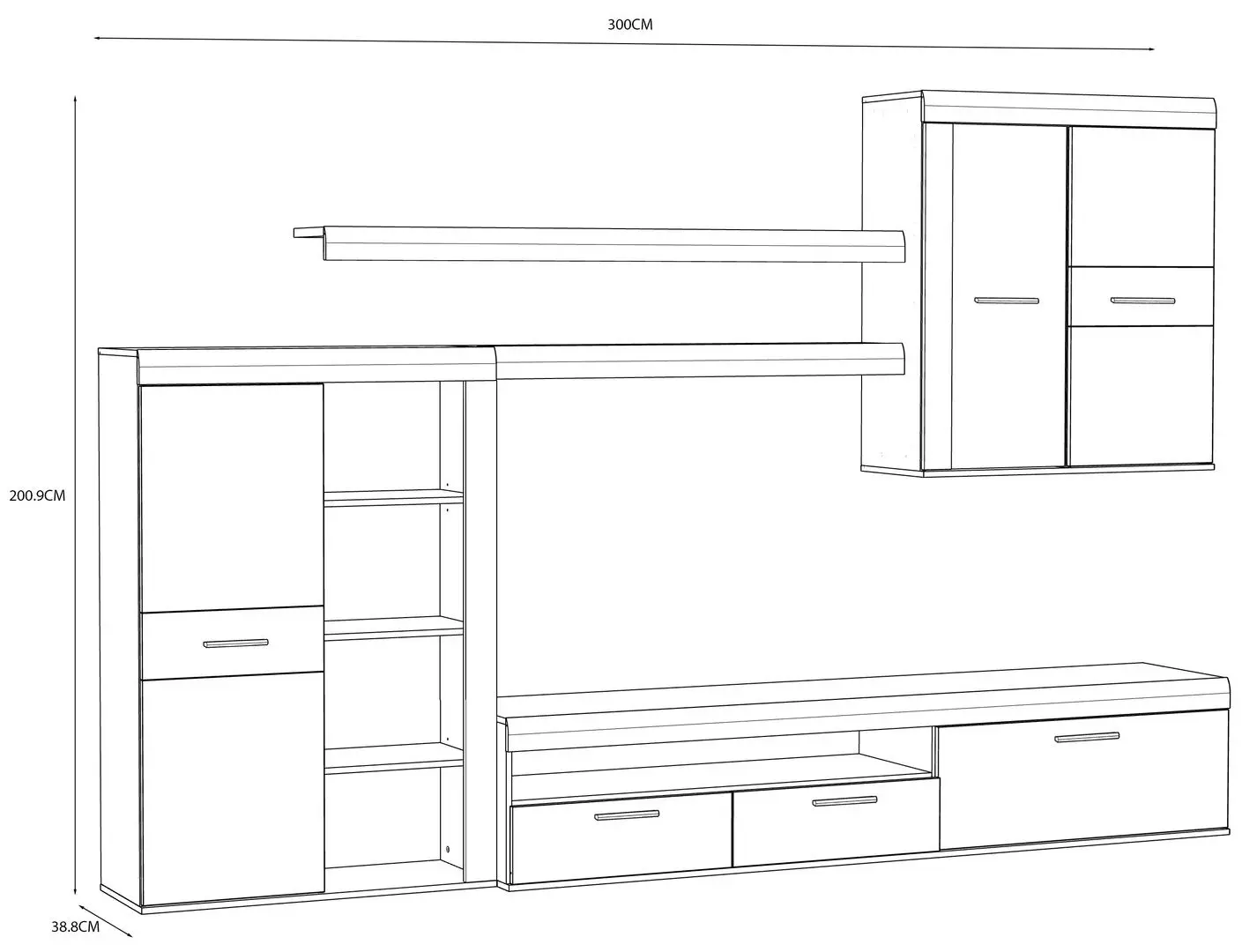 Living Fortuna Paul 300x200.9x41 (Sand Oak/White) - 2