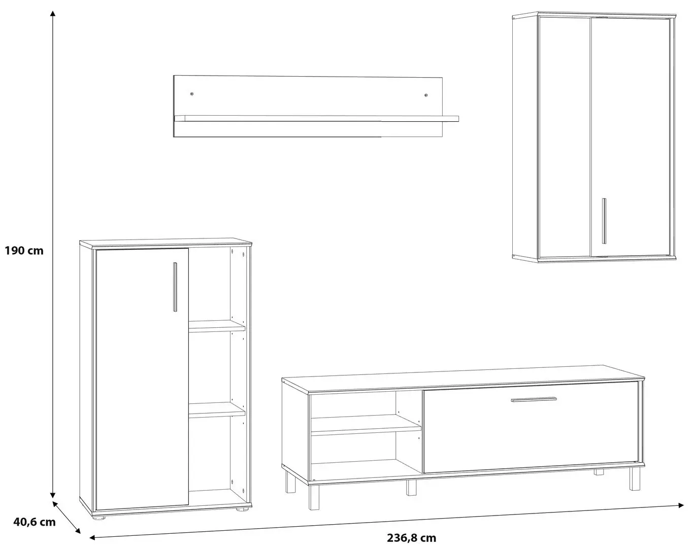 Living Fortuna Porto 236.8x190x40.5 (Artisan Oak/Black) - 7