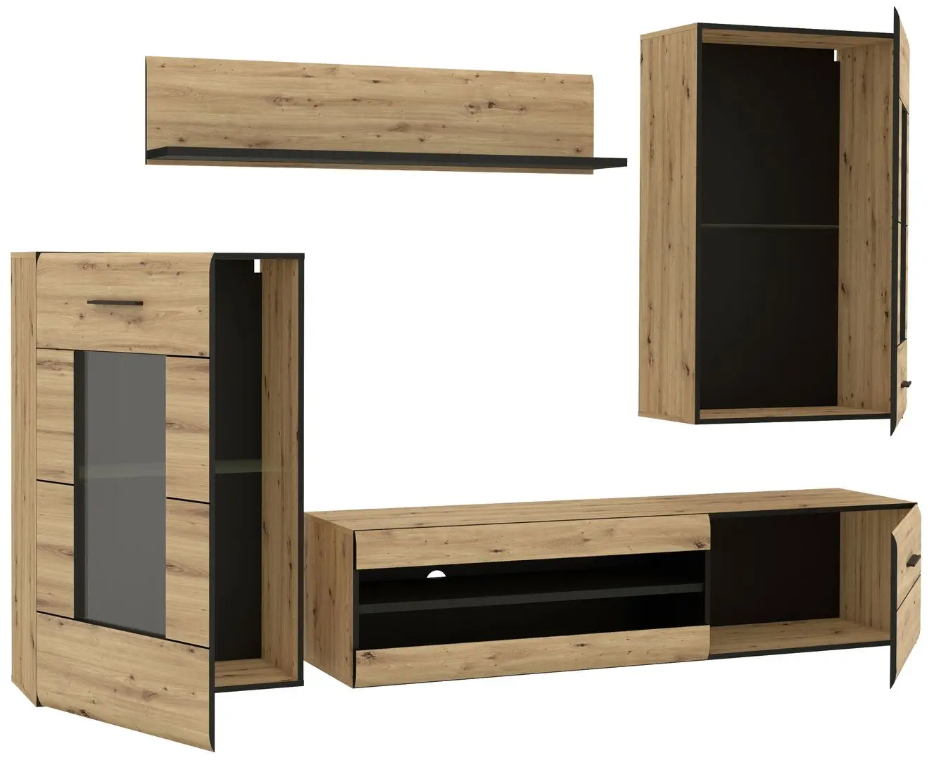 Living Fortuna Scarlett 238.2x168.4x41.1 (Artisan Oak/Black) - 2