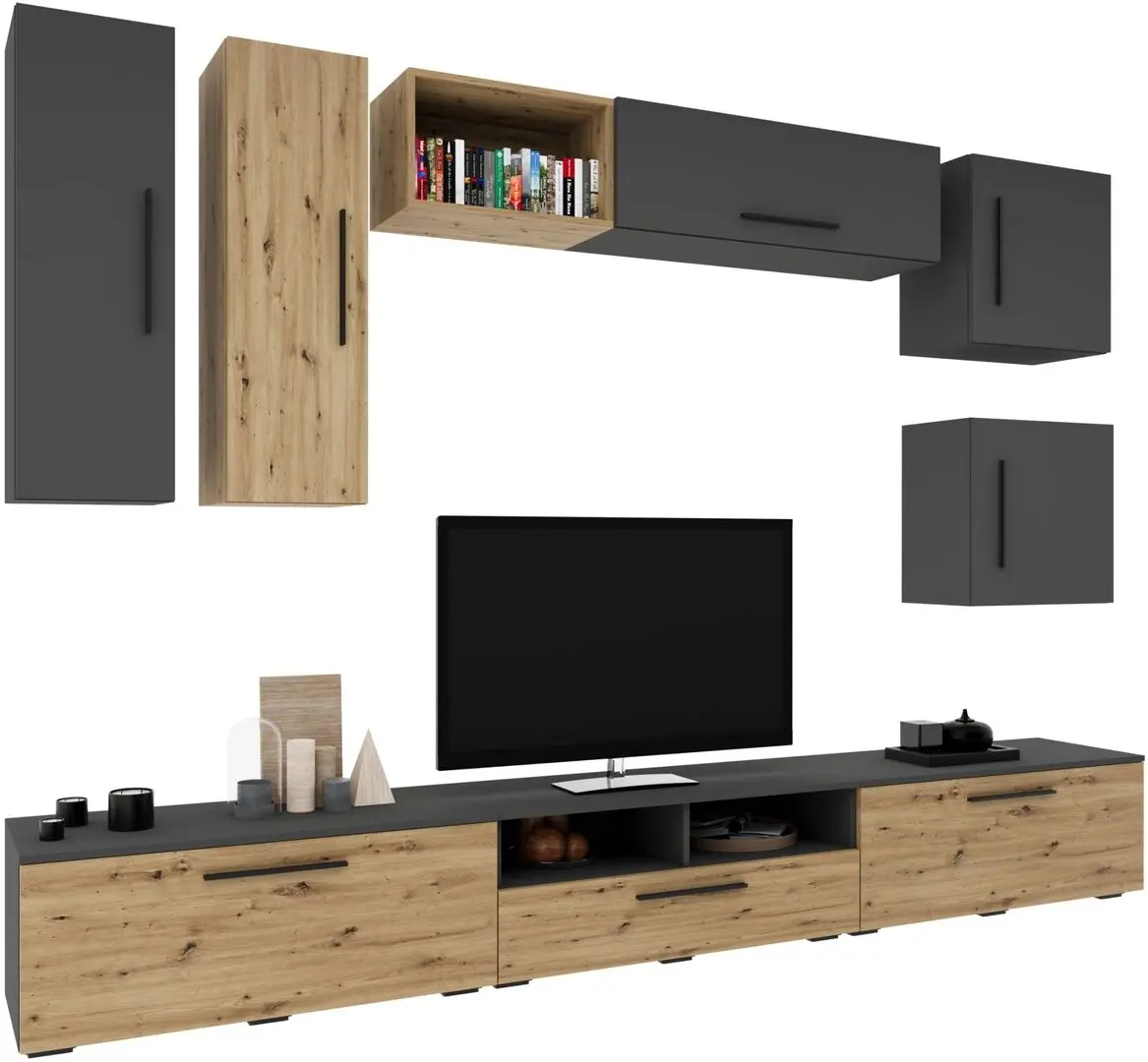 Гостиная Haaus Kos V1 2.85м (Anthracite/Artisan Oak) - 2