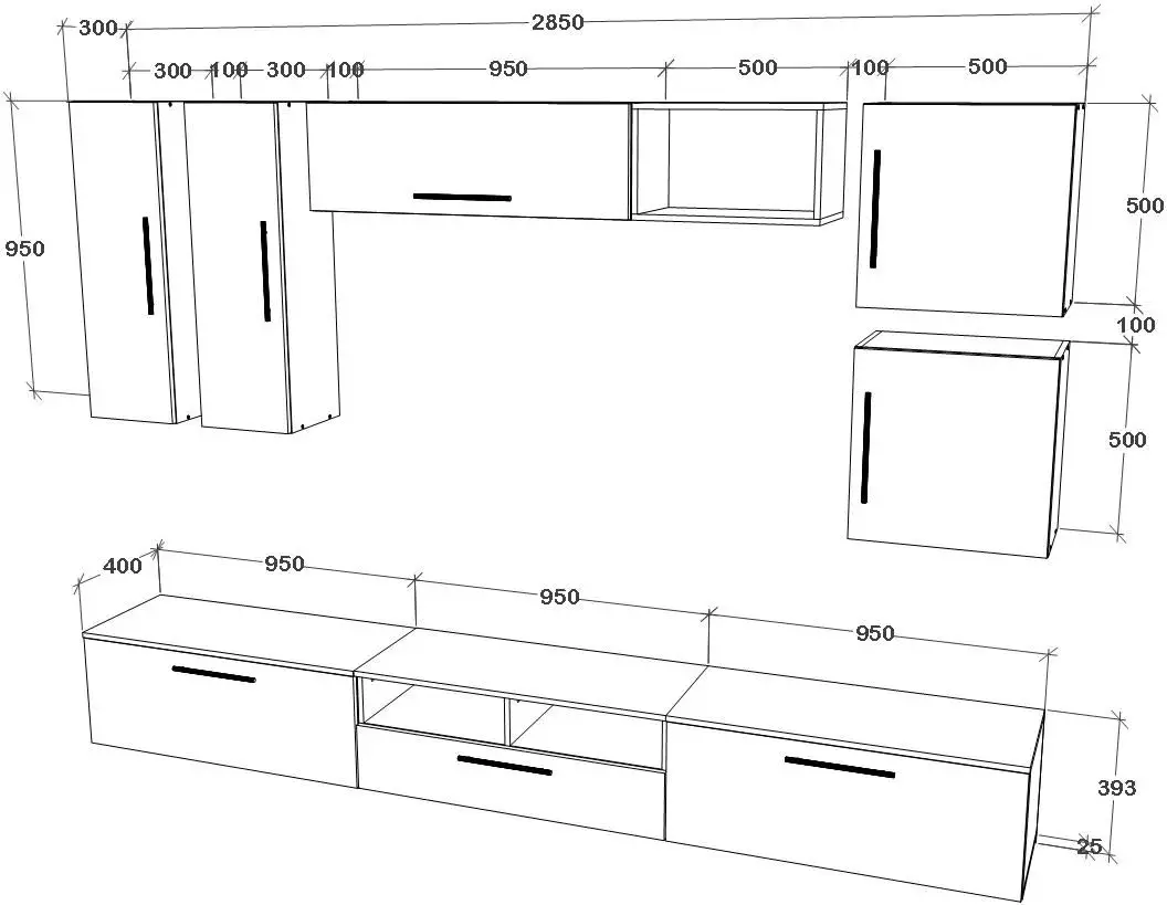 Гостиная Haaus Kos V1 2.85м (White/Artisan Oak) - 4