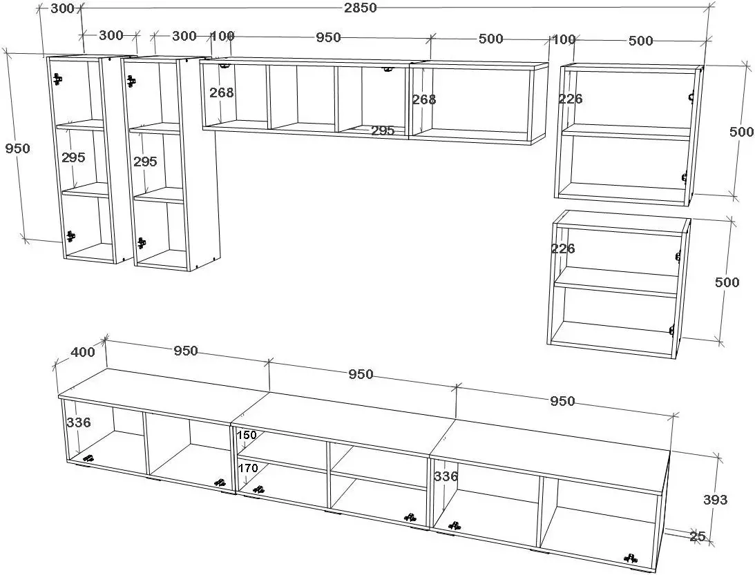 Гостиная Haaus Kos V1 2.85м (White/Artisan Oak) - 5