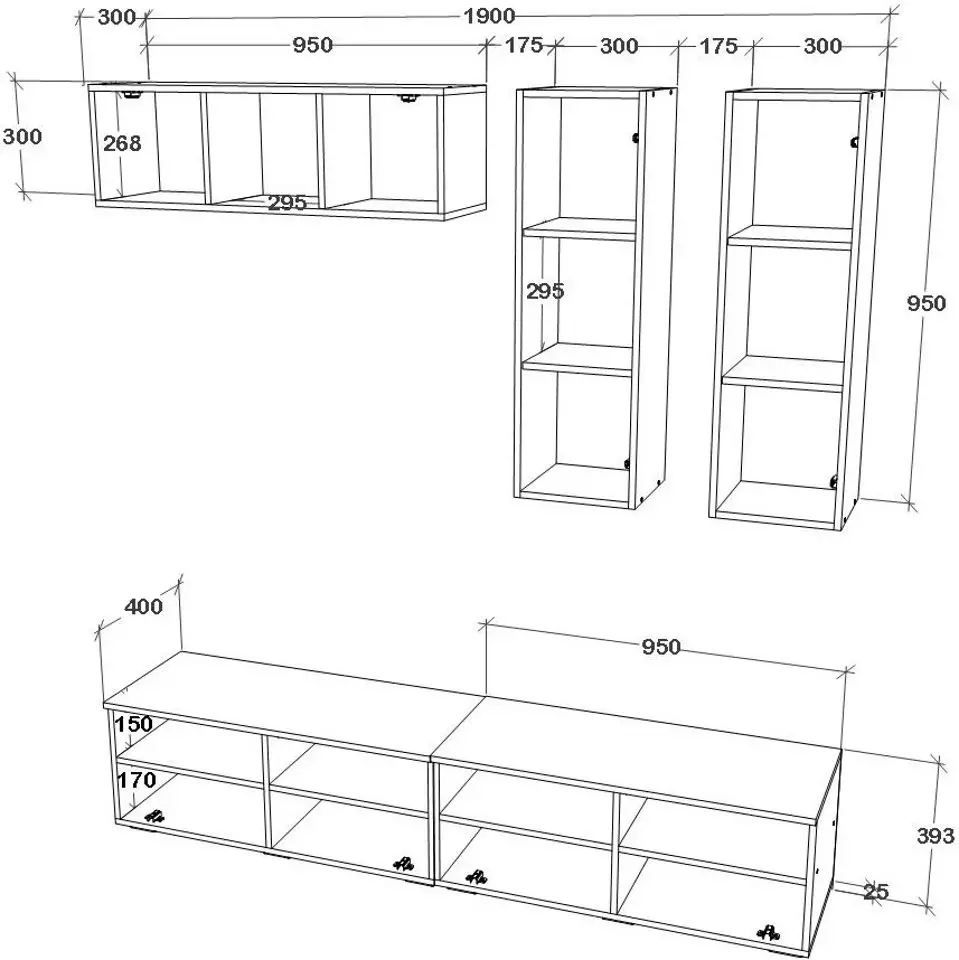 Living Haaus Kos V10 1.9m (Anthracite/Artisan Oak)