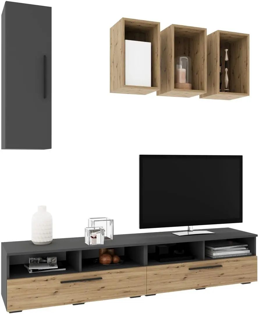 Living Haaus Kos V12 1.9m (Anthracite/Artisan Oak) - 2