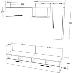 Living Haaus Kos V13 1.9m (Black/White Gloss) Thumb