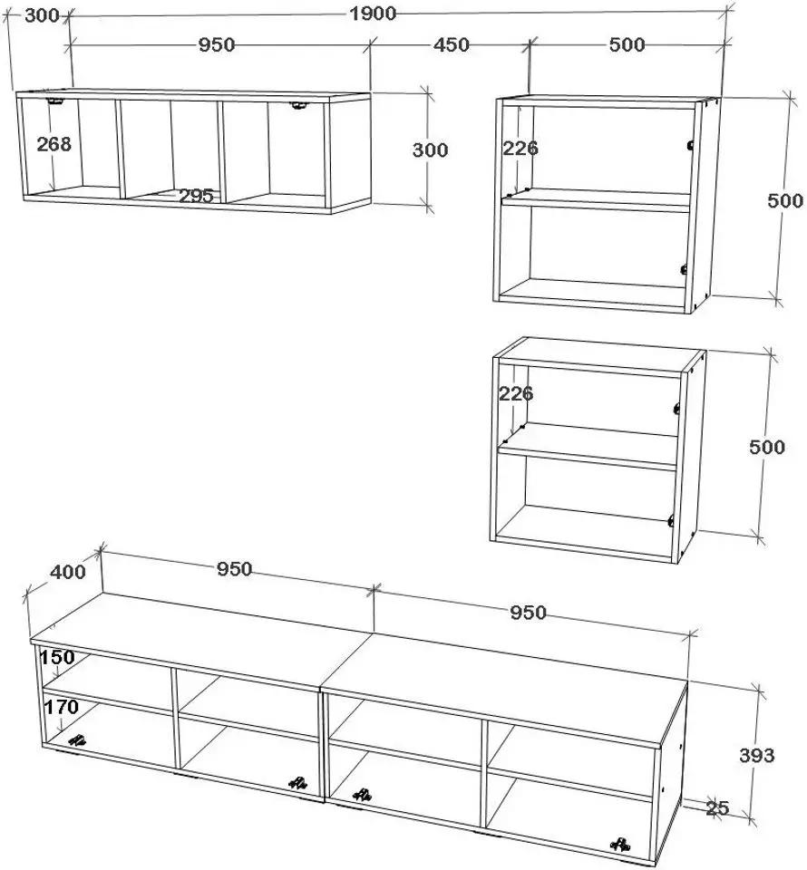 Living Haaus Kos V15 1.9m (Anthracite/Artisan Oak)