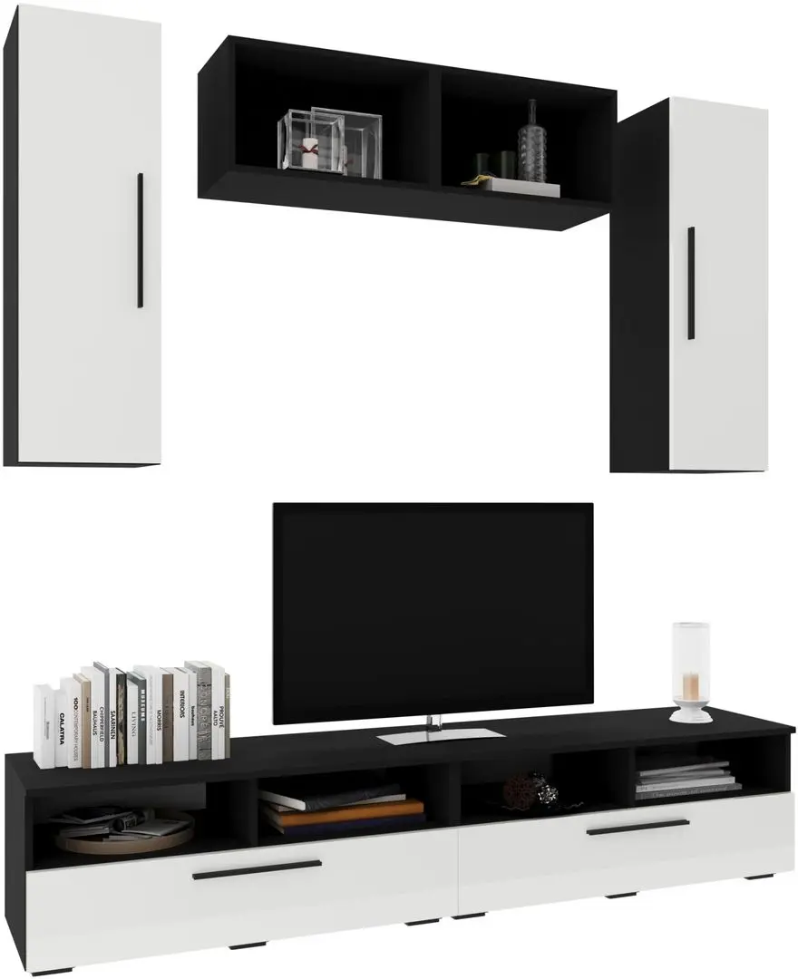 Гостиная Haaus Kos V16 1.9м (Black/White Gloss) - 2