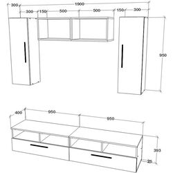 Гостиная Haaus Kos V16 1.9м (Black/White Gloss) Thumb