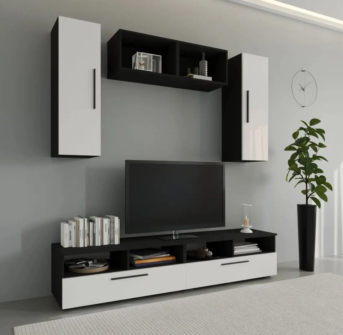 Гостиная Haaus Kos V16 1.9м (Black/White Gloss)