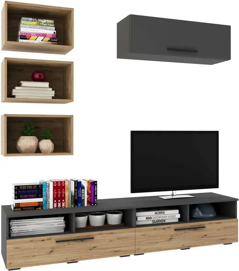 Living Haaus Kos V17 1.9m (Anthracite/Artisan Oak) - 2