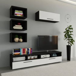 Гостиная Haaus Kos V17 1.9м (Black/White Gloss)