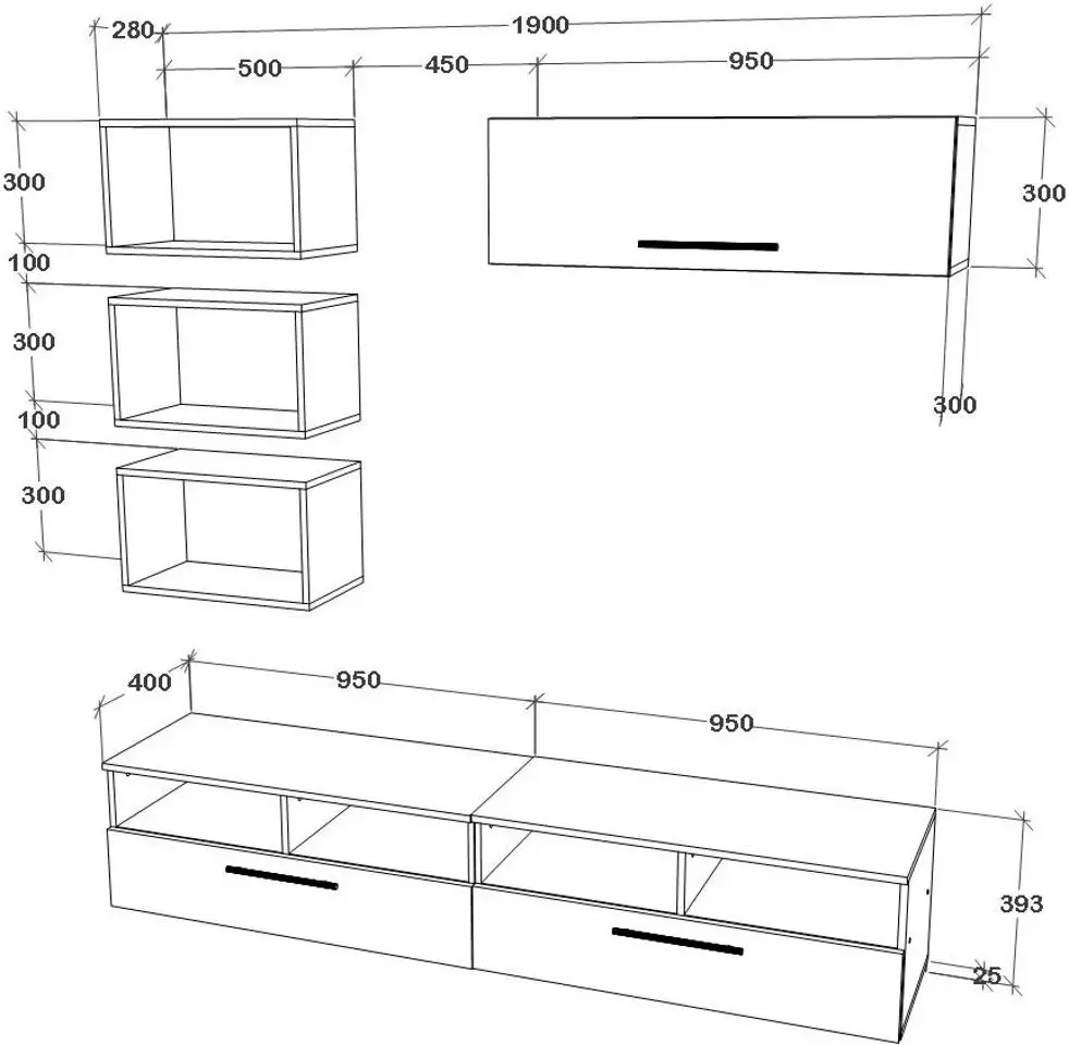Living Haaus Kos V17 1.9m (Black/White Gloss)