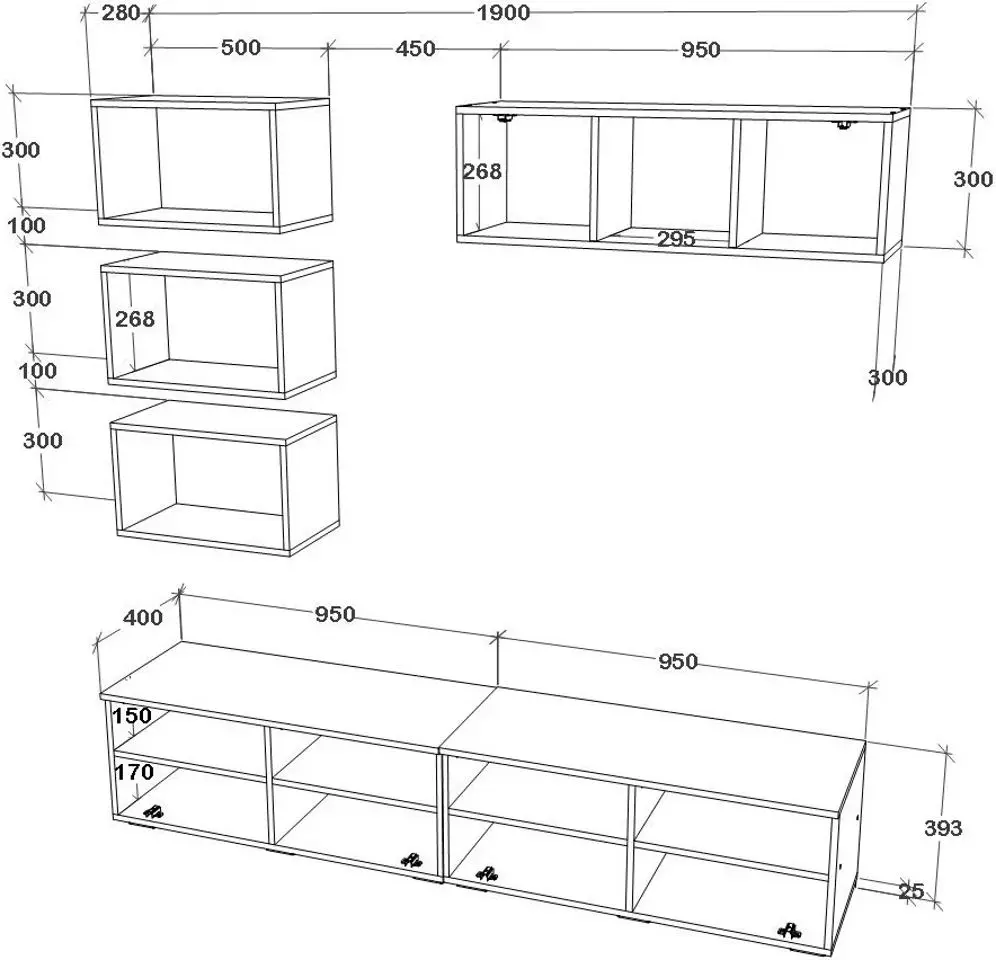Living Haaus Kos V17 1.9m (Black/White Gloss)