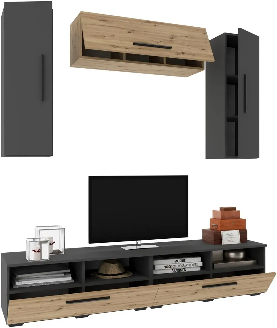 Гостиная Haaus Kos V18 1.9м (Anthracite/Artisan Oak)