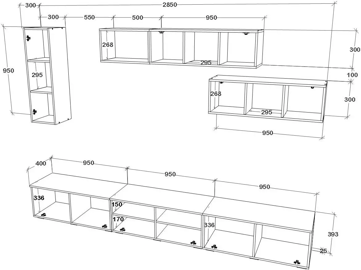 Гостиная Haaus Kos V19 2.85m (Anthracite/Artisan Oak) - 5