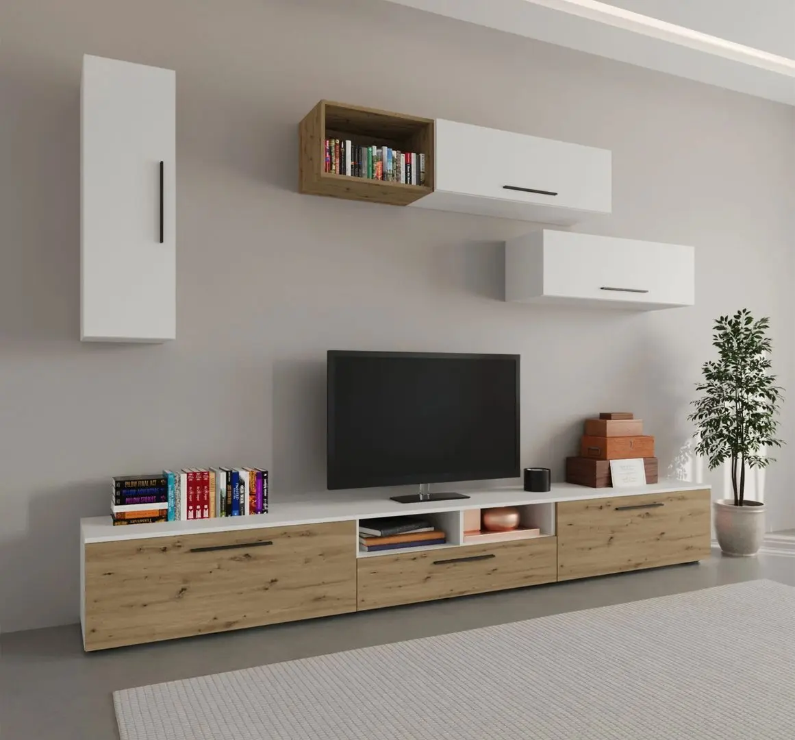 Гостиная Haaus Kos V19 2.85м (White/Artisan Oak)