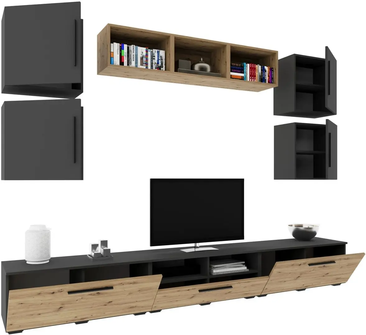 Гостиная Haaus Kos V3 2.85м (Anthracite/Artisan Oak) - 3