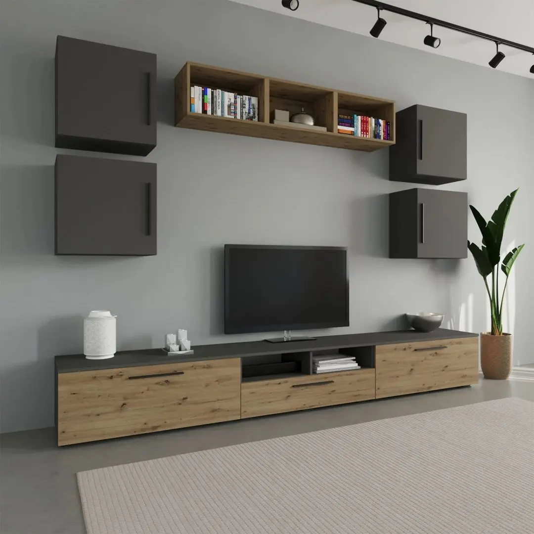 Гостиная Haaus Kos V3 2.85м (Anthracite/Artisan Oak)