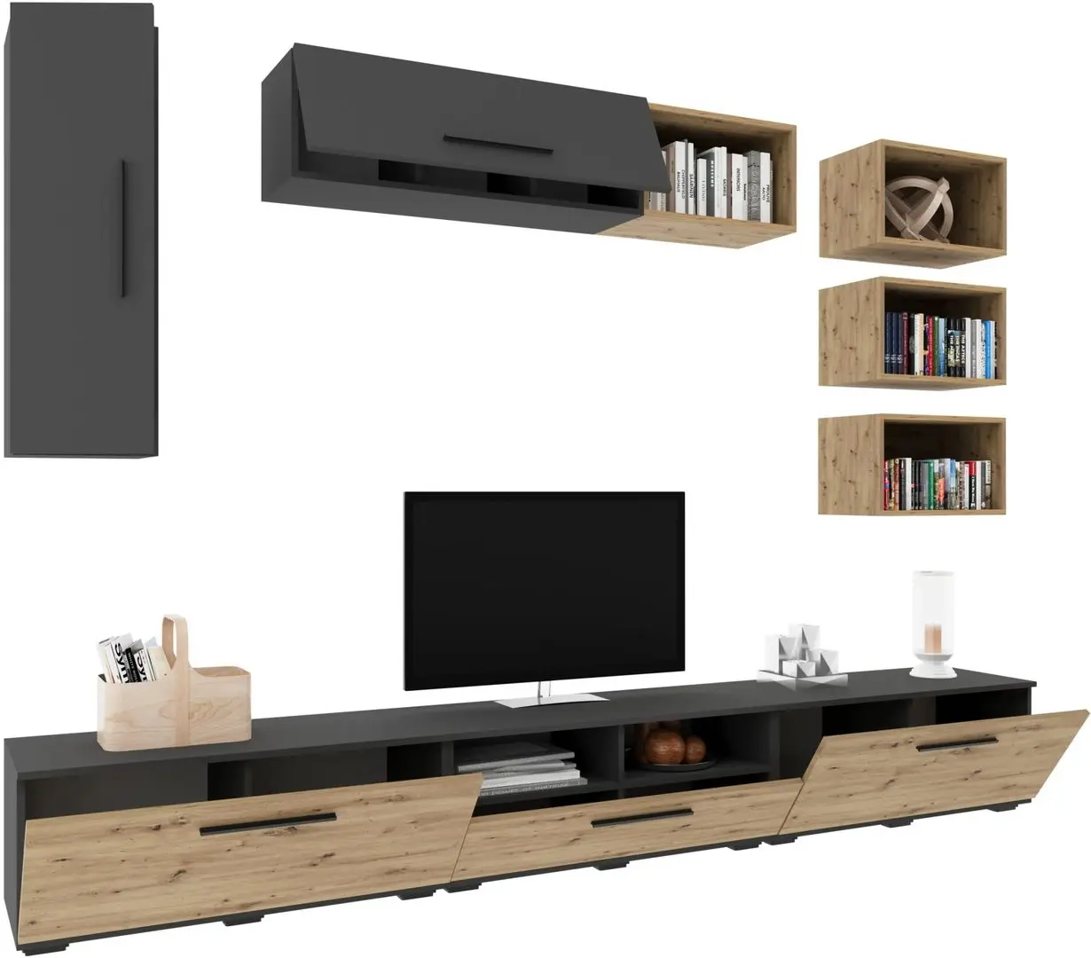 Гостиная Haaus Kos V5 2.85м (Anthracite/Artisan Oak) - 3